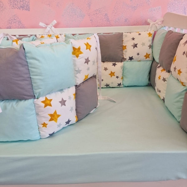 Aparatori de patut tip Patchwork gri...