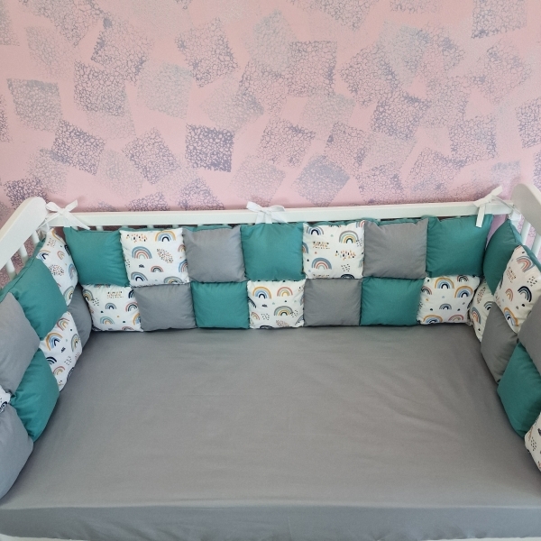 Aparatori de patut tip Patchwork gri...