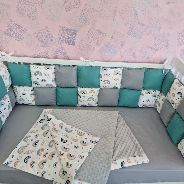 Aparatori de patut tip Patchwork gri...