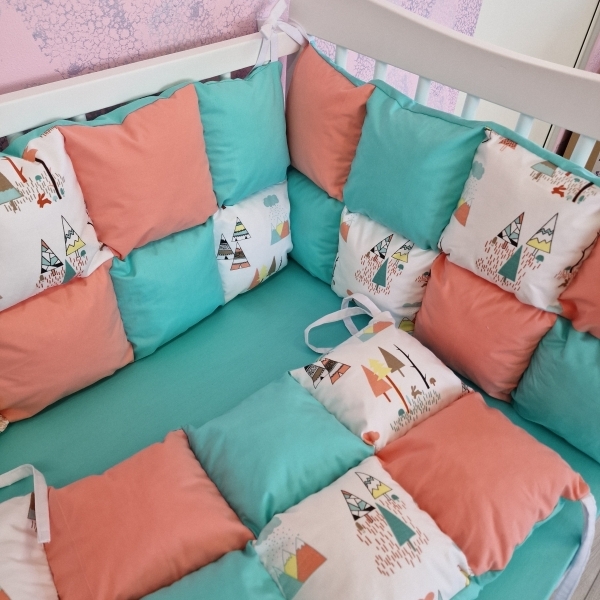 Aparatori de patut tip Patchwork roz...