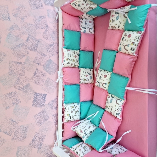Aparatori de patut tip Patchwork roz...