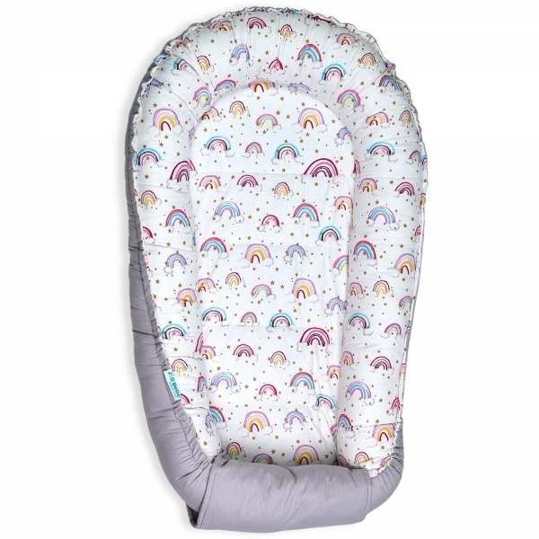 Baby Nest din Bumbac, curcubeu 2 cu gri