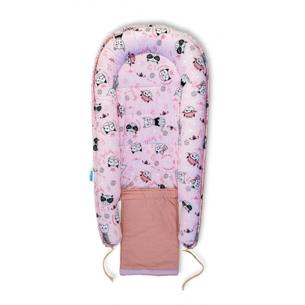 Baby Nest din Bumbac, model pisici roz