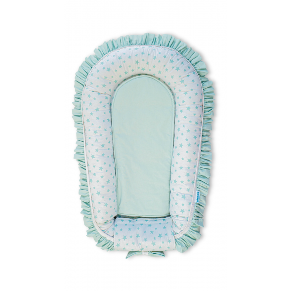 Baby Nest Premium din Bumbac, model fundita menta