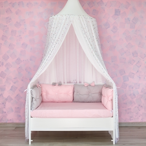 Baldachin de tavan din tulle si voal, alb