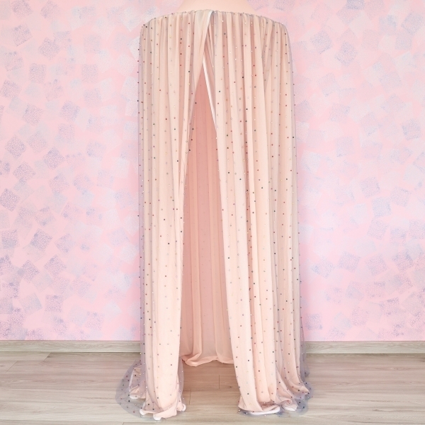 Baldachin de tavan din tulle si voal, peach gri