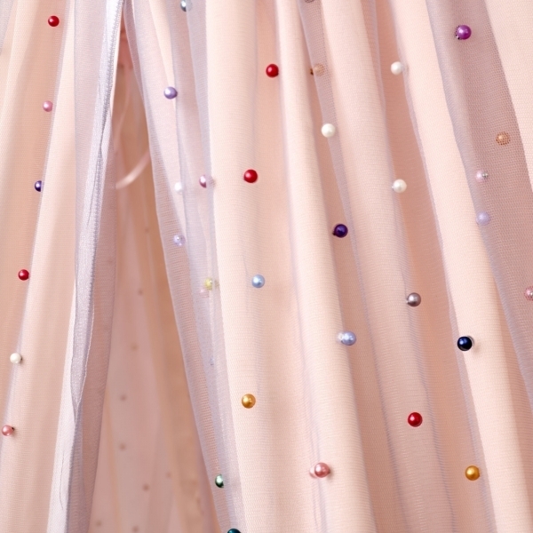 Baldachin de tavan din tulle si voal, peach gri