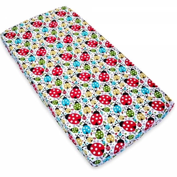 Cearsaf cu elastic pentru patut copii 120x60, buburuze