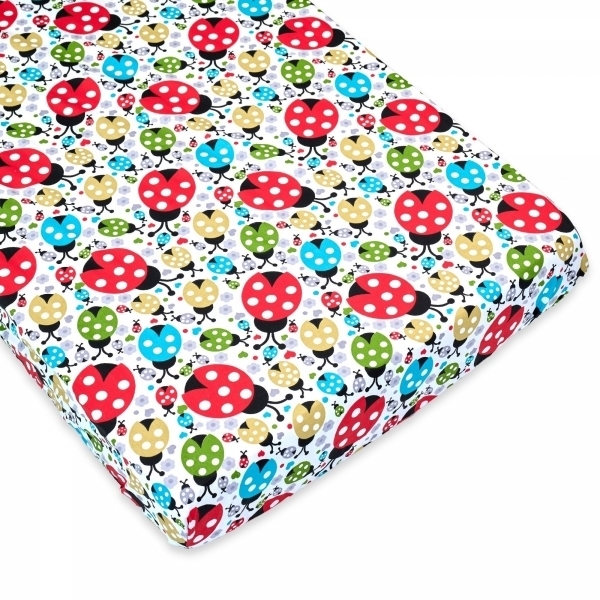 Cearsaf cu elastic pentru patut copii 120x60, buburuze