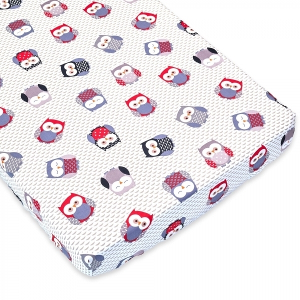 Cearsaf cu elastic pentru patut copii 120x60, bufnite