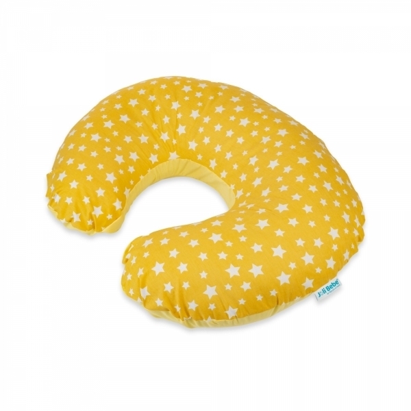 Husa Perna pentru alaptare 2 in 1, stele albe cu fundal galben