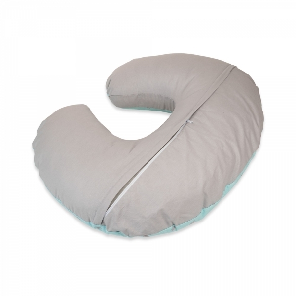 Husa Perna pentru alaptare 2 in 1, stele gri cu fundal turcoaz