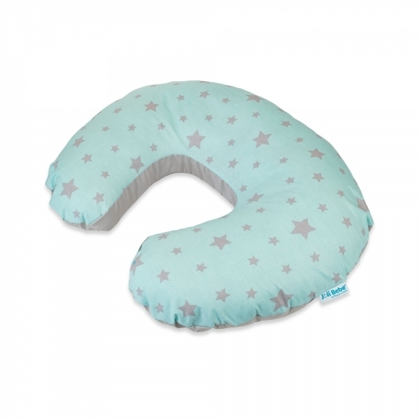 Husa Perna pentru alaptare 2 in 1, stele gri cu fundal turcoaz