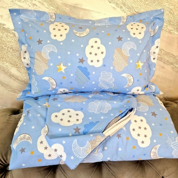 Lenjerie din Bumbac pentru patut stivuibil, Norisori si stelute