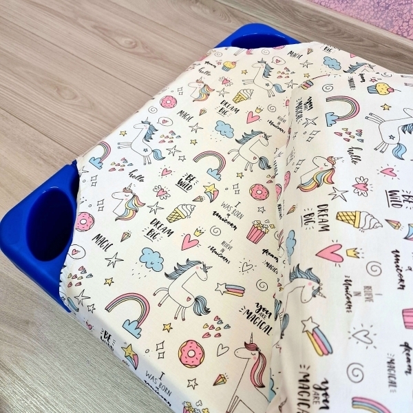 Lenjerie din Bumbac pentru patut stivuibil, Unicorn si briose