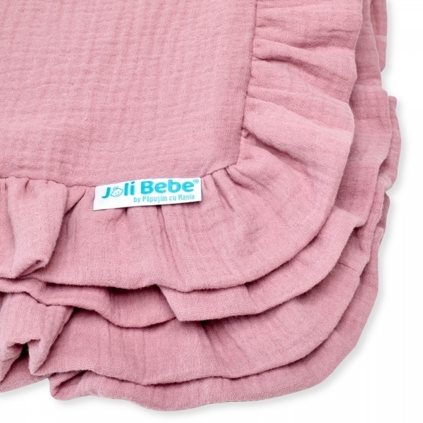 Paturica din muselina dublata, 80 x 80cm, roz deschis