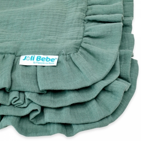 Paturica din muselina dublata, 80 x 80cm, verde inchis