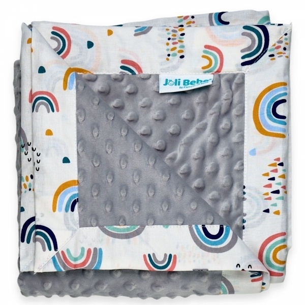 Paturica cu 2 fete din plus minky si bumbac, 100 x 100cm, curcubee 2 cu gri