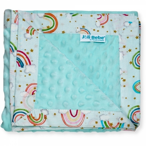 Paturica cu 2 fete din plus minky si bumbac, 100 x 100cm, curcubee cu fistic