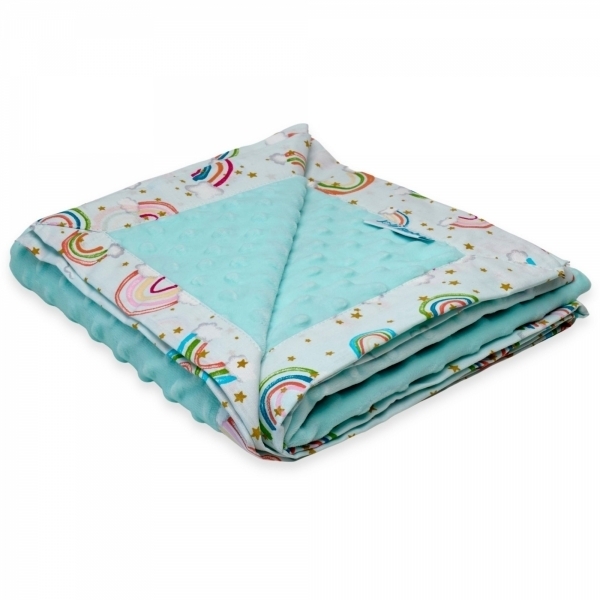 Paturica cu 2 fete din plus minky si bumbac, 100 x 100cm, curcubee cu fistic