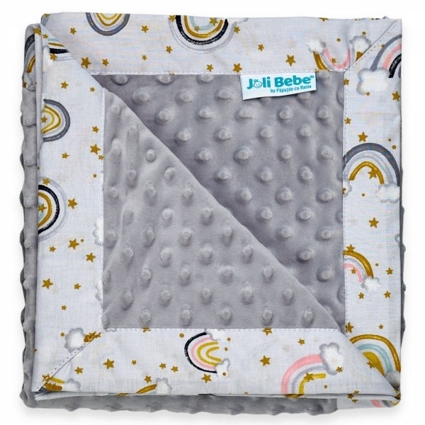 Paturica cu 2 fete din plus minky si bumbac, 100 x 100cm, curcubee cu gri