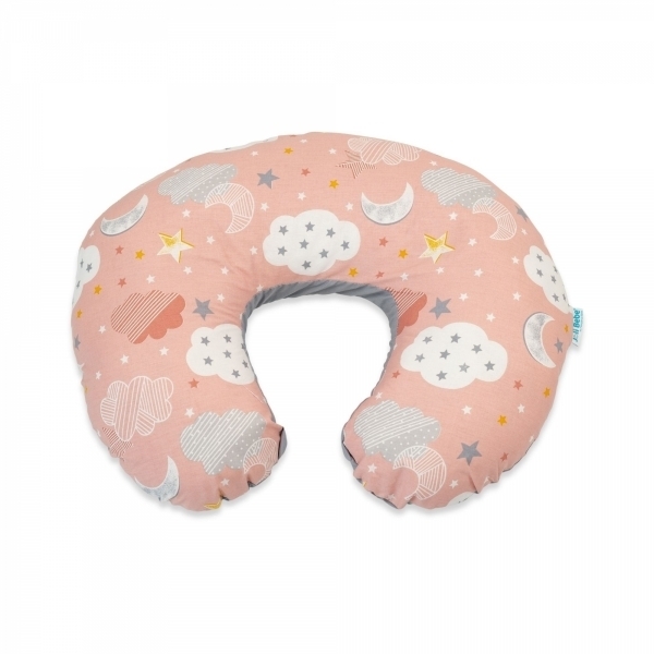 Perna pentru alaptare 2 in 1 cu husa detasabila, norisori cu roz pudra