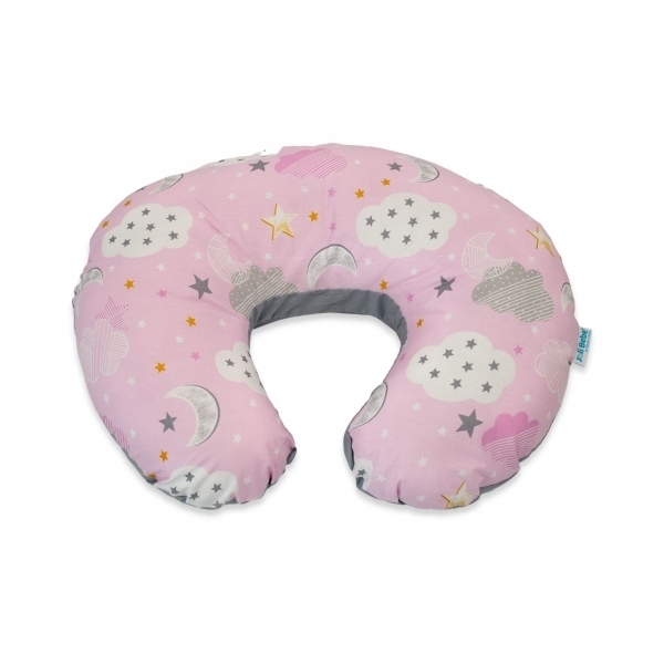 Perna pentru alaptare 2 in 1 cu husa detasabila, norisori cu roz