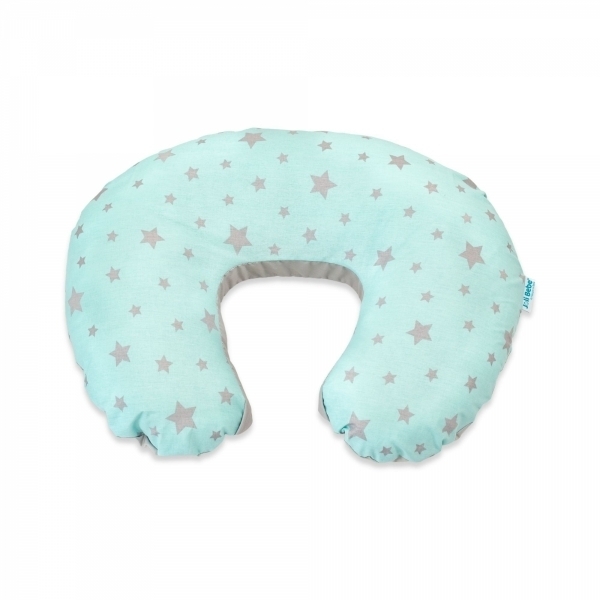 Perna pentru alaptare 2 in 1 cu husa detasabila, stele gri cu fundal turcoaz