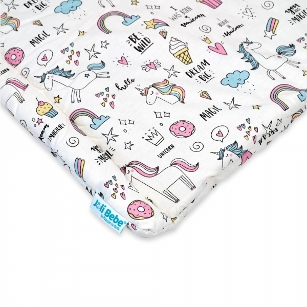 Perna pentru bebelusi din bumbac 40 x 60cm, unicorni si curcubee