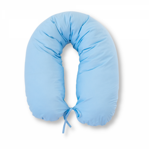 Perna pentru gravide tip cornulet 3 in 1 din bumbac, albastra