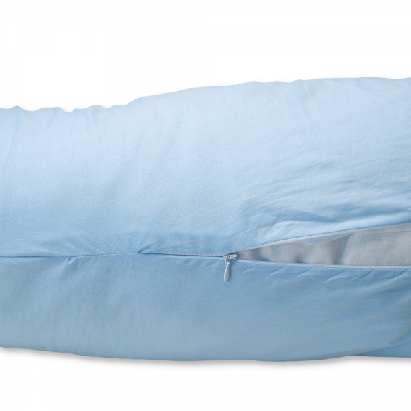 Perna pentru gravide tip cornulet 3 in 1 din bumbac, albastra