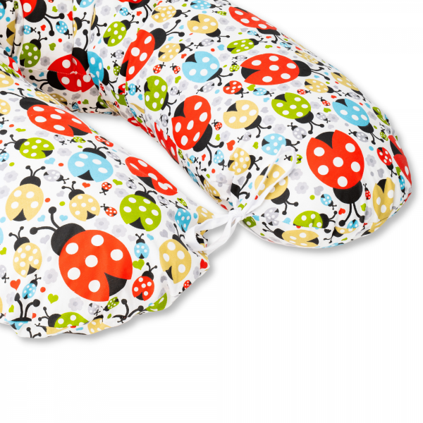 Perna pentru gravide tip cornulet 3 in 1 din bumbac, buburuze