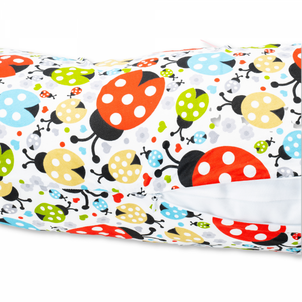 Perna pentru gravide tip cornulet 3 in 1 din bumbac, buburuze