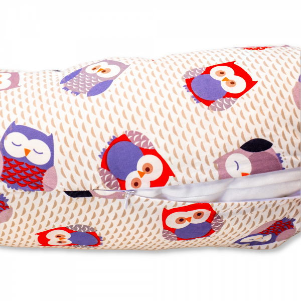 Perna pentru gravide tip cornulet 3 in 1 din bumbac, bufnite