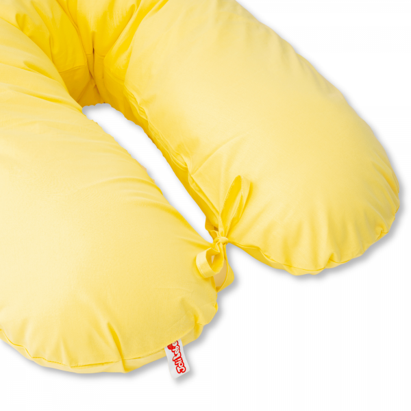 Perna pentru gravide tip cornulet 3 in 1 din bumbac, galben deschis
