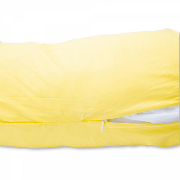 Perna pentru gravide tip cornulet 3 in 1 din bumbac, galben deschis