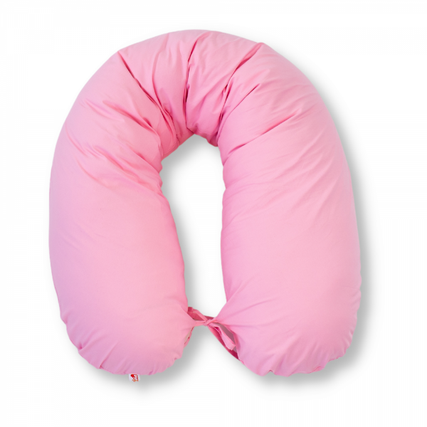 Perna pentru gravide tip cornulet 3 in 1 din bumbac, roz