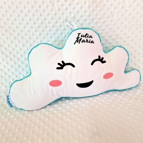 Perna decorativa Norisor alb cu turcoaz