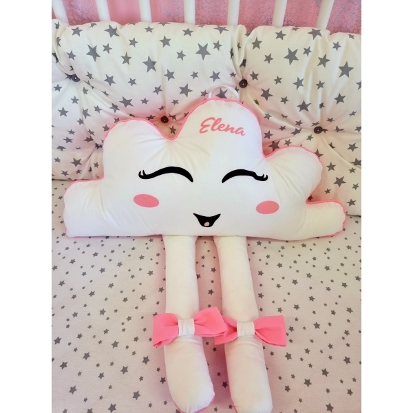 Perna decorativa Norisor cu picioare, alb cu roz