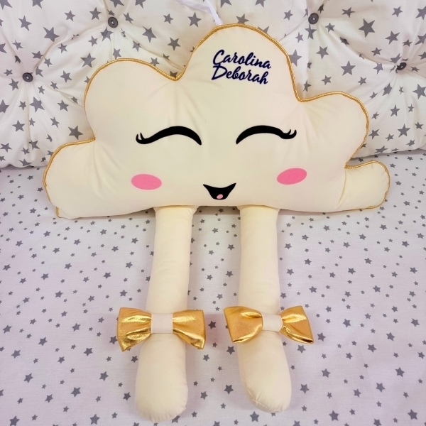 Perna decorativa Norisor cu picioare, crem cu auriu