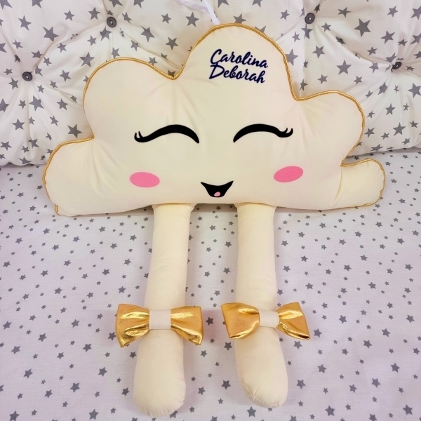 Perna decorativa Norisor cu picioare, crem cu auriu