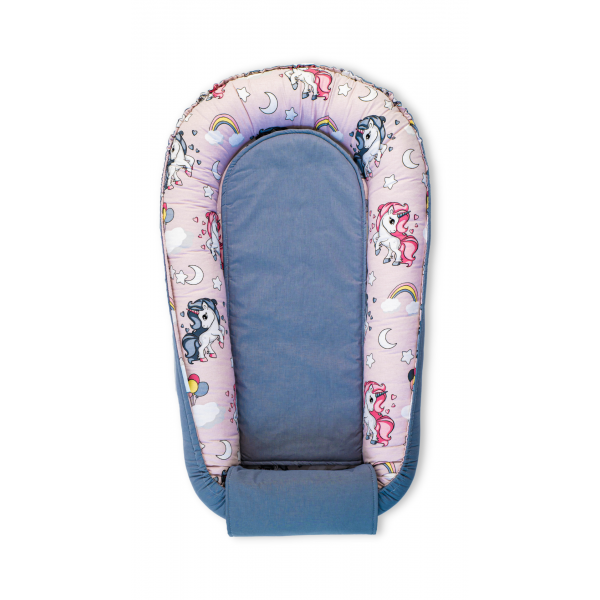 Set 5 piese Baby Nest din Bumbac, model gri unicorn