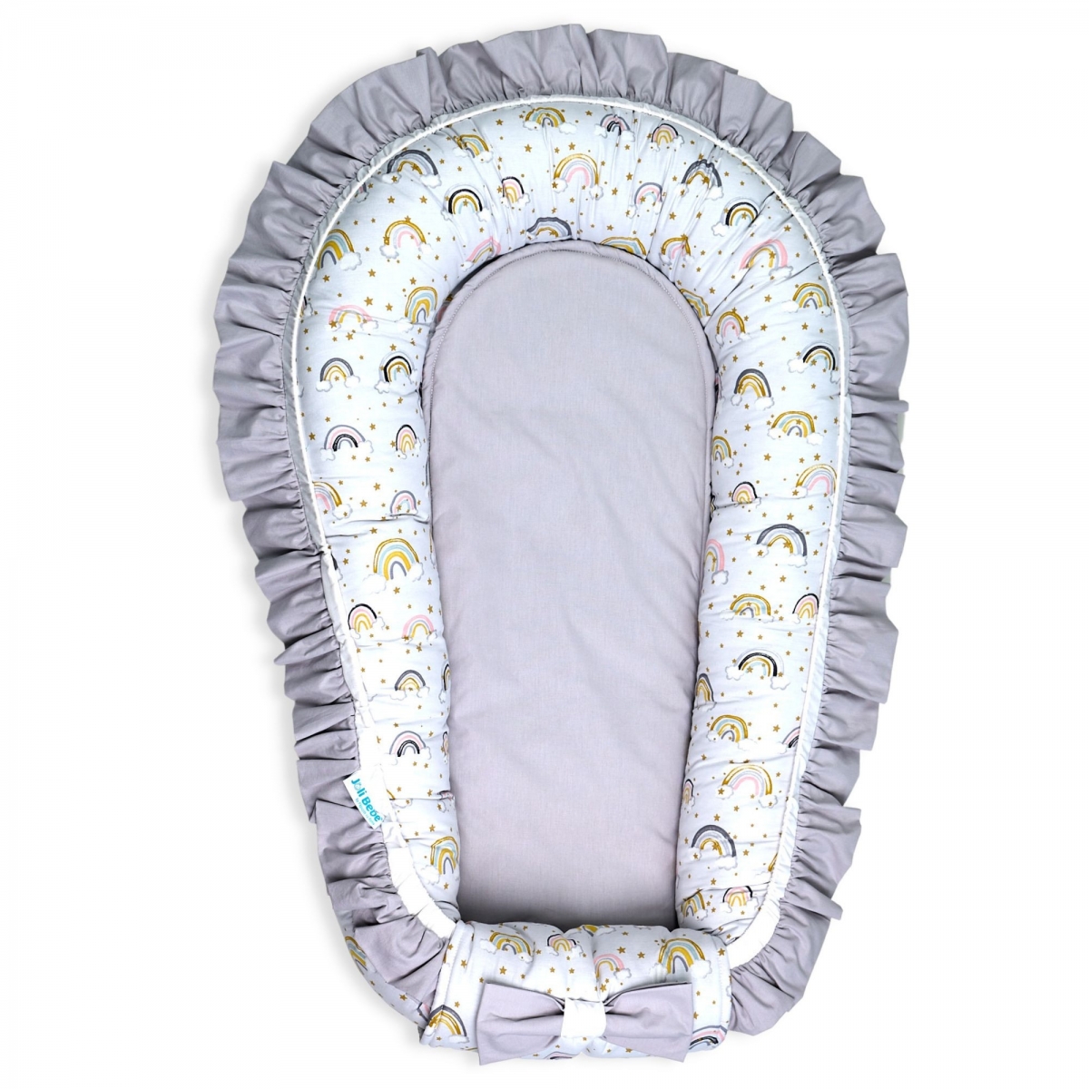 Set 5 piese Baby Nest Premium din Bumbac curcubeu cu gri