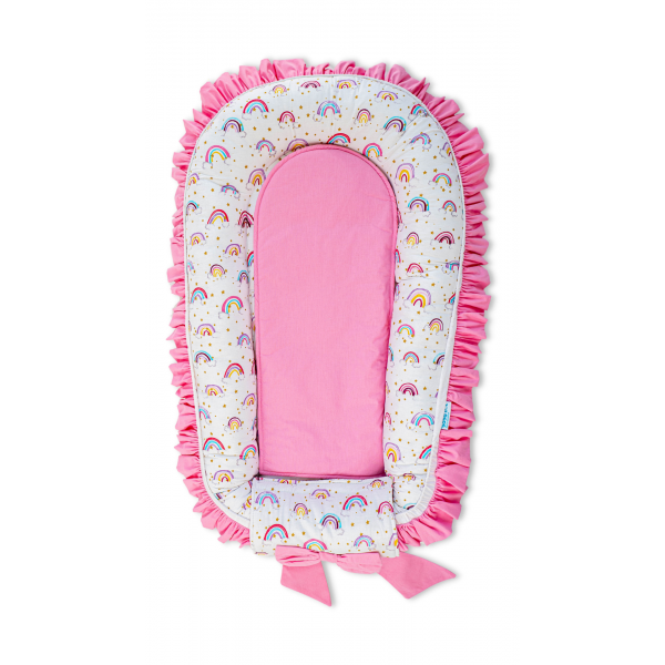 Set 5 piese Baby Nest Premium din Bumbac, model fundita roz