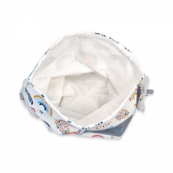 Saculet gradinita personalizat cu nume din Bumbac 40cm x 30cm, curcubee gri