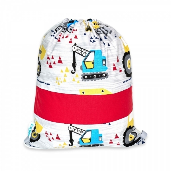 Saculet gradinita personalizat cu nume din Bumbac 40cm x 30cm, santier