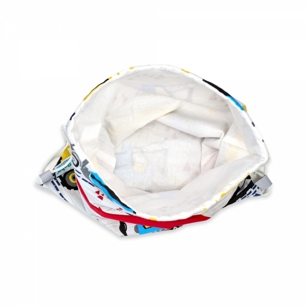 Saculet gradinita personalizat cu nume din Bumbac 40cm x 30cm, santier