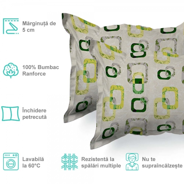 Set de 2 fete de perna 40x40cm din Bumbac Ranforce cu marginuta, cod culoare 51-C
