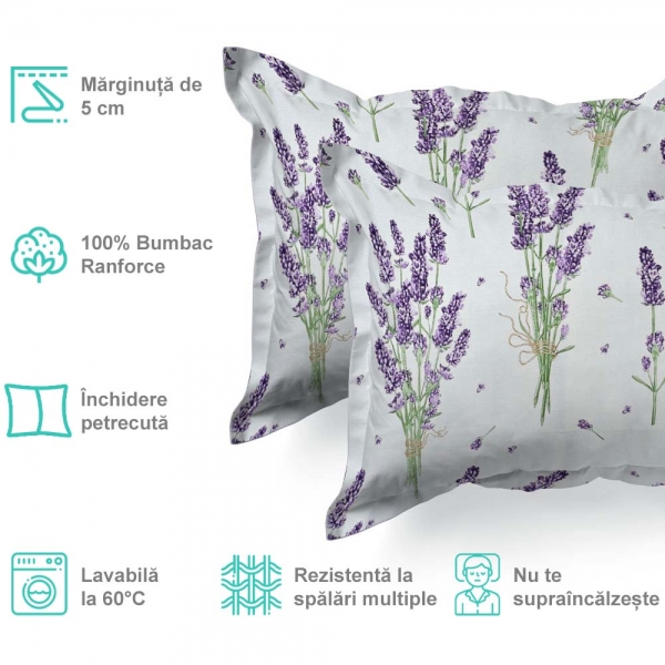 Set de 2 fete de perna 40x40cm din Bumbac Ranforce cu marginuta, cod culoare 77