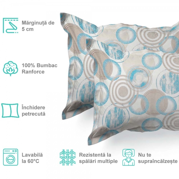 Set de 2 fete de perna 40x40cm din Bumbac Ranforce cu marginuta, cod culoare 64-B